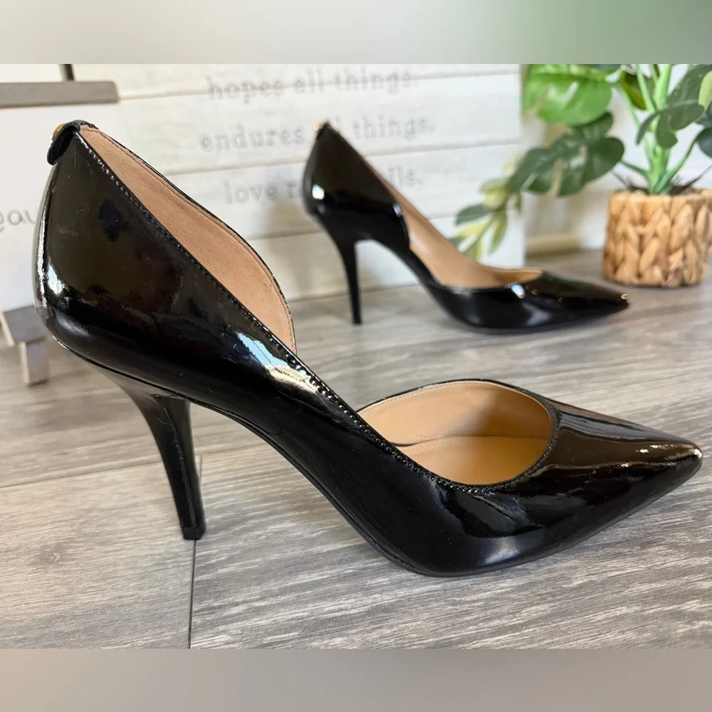 Michael Michael Kors Black Patent Pointed Nathalie D'Orsay High Heel Pumps. 8.5